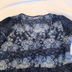 Blue and White Blouse